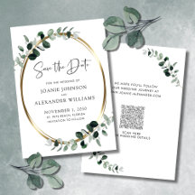 Eucalyptus Greenery Gold Metallic Save the Date