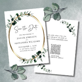 Eucalyptus Greenery Gold Metallic Save the Date
