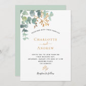 Eucalyptus greenery gold modern elegant bruiloft kaart (Voorkant / Achterkant)