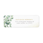 Eucalyptus Greenery & Gold Name Return Address Etiket (Voorkant)