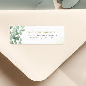 Eucalyptus Greenery & Gold Name Return Address Etiket
