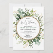 Eucalyptus Greenery Gold Neutraal Baby shower Kaart (Voorkant)