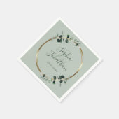 Eucalyptus Greenery Gold Sage Personalized Weddens Servet (Hoek)