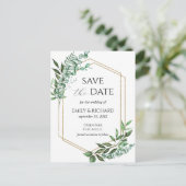 Eucalyptus Greenery Gold Save the Date Briefkaart (Staand voorkant)