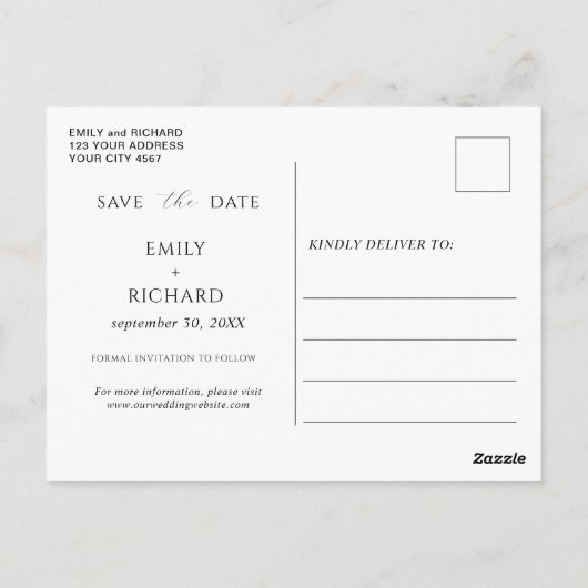 Eucalyptus Greenery Gold Save the Date Briefkaart (Achterkant)