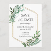 Eucalyptus Greenery Gold Save the Date Briefkaart (Voorkant)