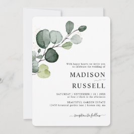 Eucalyptus Greenery Gold Splatter Wedding Kaart