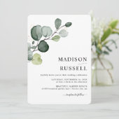 Eucalyptus Greenery Gold Splatter Wedding Kaart (Staand voorkant)