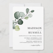Eucalyptus Greenery Gold Splatter Wedding Kaart (Voorkant)