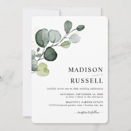 Eucalyptus Greenery Gold Splatter Wedding Kaart