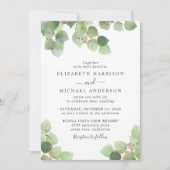 Eucalyptus Greenery Gold Waterverf Wedding Kaart (Voorkant)