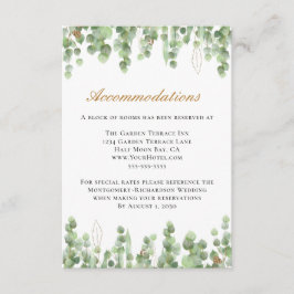 Eucalyptus Greenery Gold Wedding Accommodations Informatiekaartje