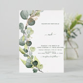 Eucalyptus Greenery Gold Wedding Folie Uitnodiging (Staand Voorkant)