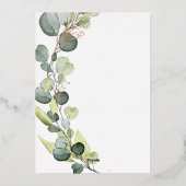 Eucalyptus Greenery Gold Wedding Folie Uitnodiging (Achterkant)