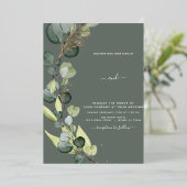 Eucalyptus Greenery Gold Wedding Folie Uitnodiging (Staand Voorkant)
