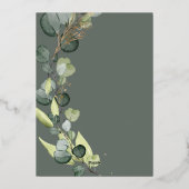 Eucalyptus Greenery Gold Wedding Folie Uitnodiging (Achterkant)