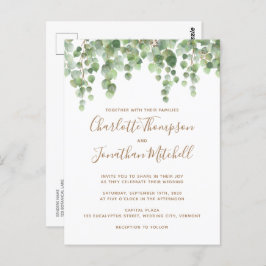Eucalyptus Greenery Gold Wedding Invitation Briefkaart