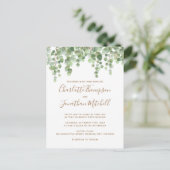 Eucalyptus Greenery Gold Wedding Invitation Briefkaart (Staand voorkant)