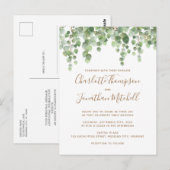 Eucalyptus Greenery Gold Wedding Invitation Briefkaart (Voorkant / Achterkant)