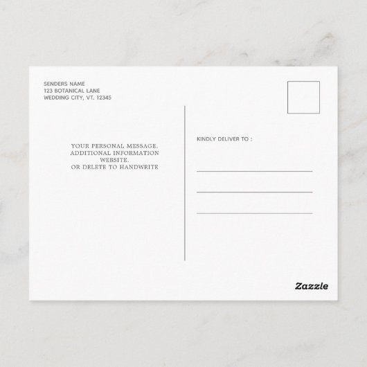 Eucalyptus Greenery Gold Wedding Invitation Briefkaart (Achterkant)