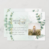 Eucalyptus Greenery Gold WEDDING QR CODE Modern Briefkaart (Voorkant / Achterkant)