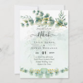 Eucalyptus Greenery Gold WEDDING QR CODE Modern Kaart (Voorkant)