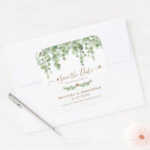 Eucalyptus Greenery Gold Wedding Save the Date Vierkante Sticker (Envelop)