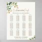 Eucalyptus Greenery & Gold Wedding Zitting Grafiek Poster (Voorkant)