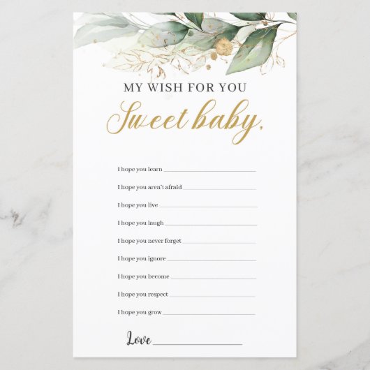 Eucalyptus greenery Gold wil baby spel (Voorkant)