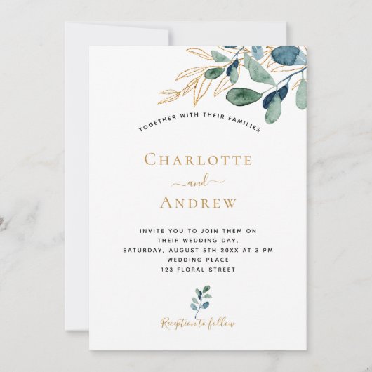 Eucalyptus greenery goudbruine bruiloft (Voorkant)