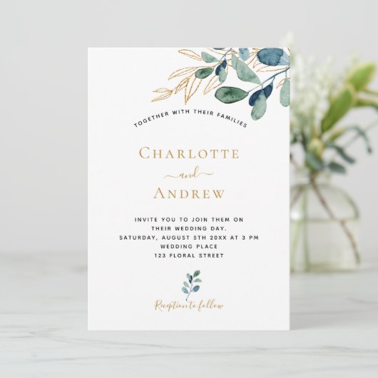 Eucalyptus greenery goudbruine bruiloft (Staand voorkant)