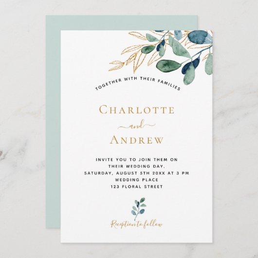 Eucalyptus greenery goudbruine bruiloft (Voorkant / Achterkant)