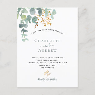 Eucalyptus greenery goudbruine bruiloft briefkaart