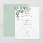 Eucalyptus greenery goudbruine bruiloft briefkaart (Voorkant / Achterkant)