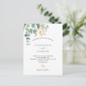 Eucalyptus greenery goudbruine bruiloft briefkaart (Staand voorkant)