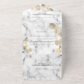 Eucalyptus greenery gouden marmerbruiloft all in one uitnodiging (Buitenkant)