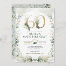 Eucalyptus Greenery Gouden Tuin 60ste Verjaardag Kaart