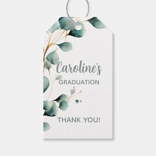 Eucalyptus Greenery Grad Party Cadeaulabel (Voorkant)