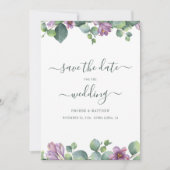 Eucalyptus Greenery Green Paars Green Save The Date (Voorkant)