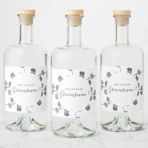Eucalyptus Greenery Groomsmen Voorstel Likeurfles Etiket