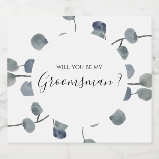 Eucalyptus Greenery Groomsmen Voorstel Likeurfles Etiket (Enkel label)