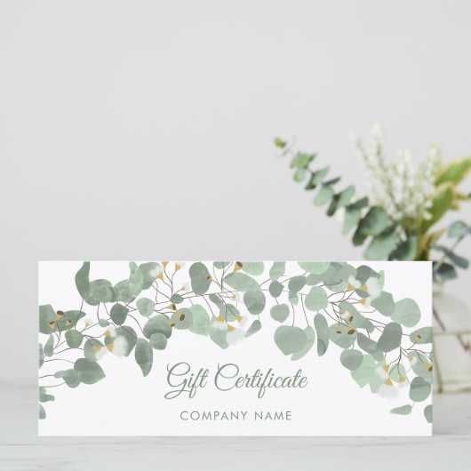 Eucalyptus Greenery Gum Bloesems Cadeaubon (Staand voorkant)