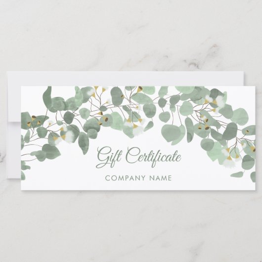 Eucalyptus Greenery Gum Bloesems Cadeaubon (Voorkant)