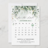 Eucalyptus Greenery Gum Botanical Rustic Calendar Save The Date (Voorkant)