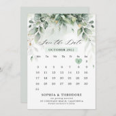 Eucalyptus Greenery Gum Botanical Rustic Calendar Save The Date (Voorkant / Achterkant)