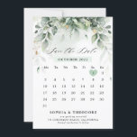 Eucalyptus Greenery Gum Botanical Rustic Calendar Save The Date<br><div class="desc">Elegant en modern voorjaar / midzomer botanische kalender met een prullenbak van zachte waterverf groene bladeren / botanische bladeren / eucalyptus en gouden glitterstof . Zoek meer overeenkomende design en variaties uit mijn winkel met 'blissweddingpaperie'. Je kunt contact met me opnemen voor meer aanpassingen of overeenkomende objecten.</div>