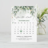 Eucalyptus Greenery Gum Botanical Rustic Calendar Save The Date (Staand voorkant)