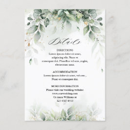 Eucalyptus Greenery Gum Botanical Rustic Wedding Informatiekaartje