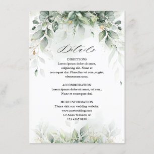 Eucalyptus Greenery Gum Botanical Rustic Wedding Informatiekaartje