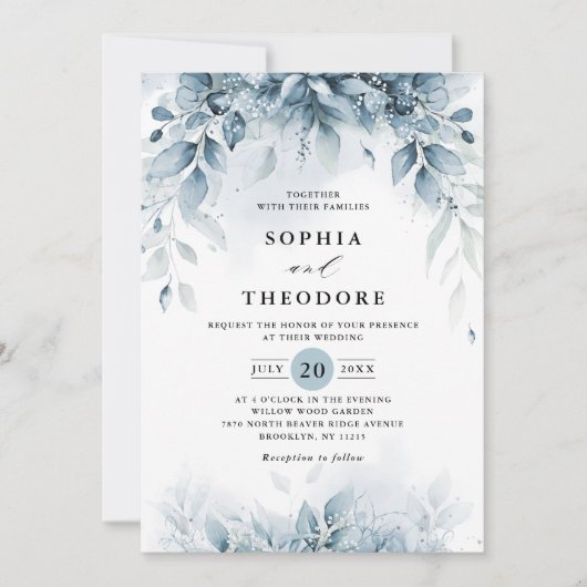 Eucalyptus Greenery Gum Botanical Rustic Wedding Kaart (Voorkant)